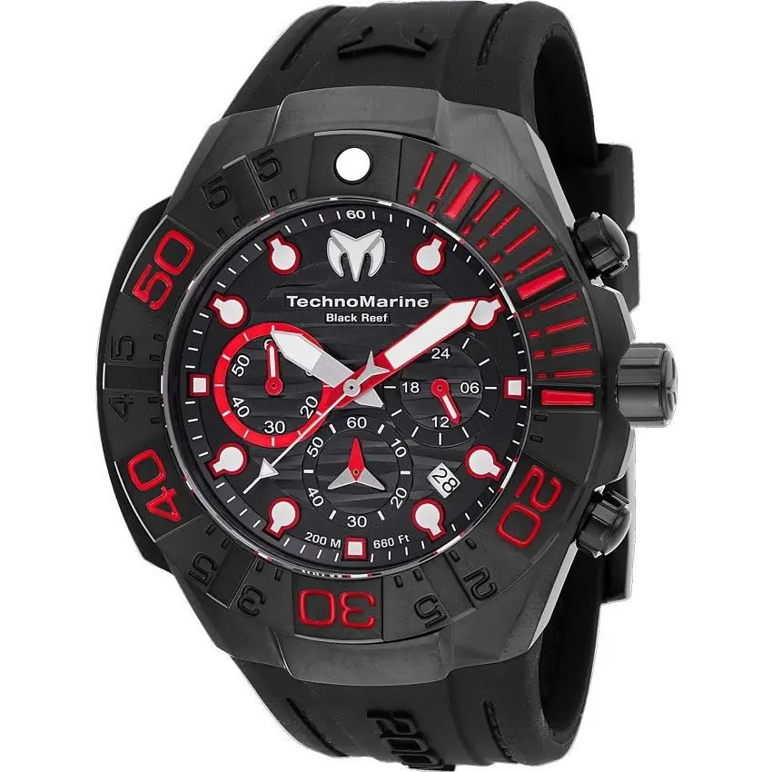 Technomarine Black Reef Men`s Triple Black Sport Chronograph Watch TM-523010