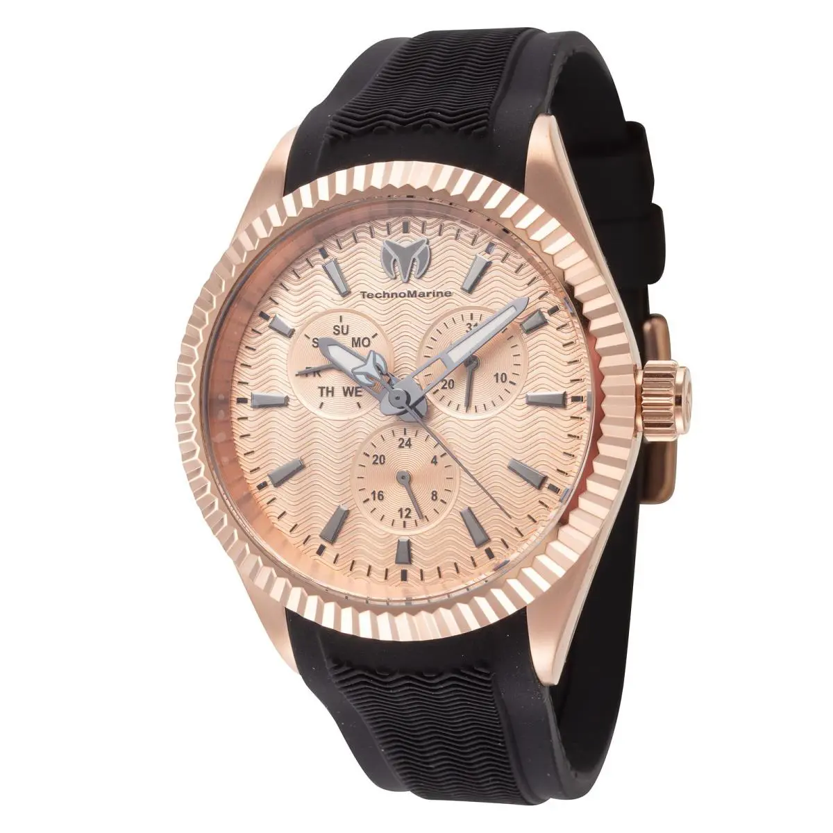 Technomarine Men`s Sea Dream 42mm Quartz Watch TM-719026 - Dial: Gold, Band: Black, Other Dial: Rose Gold