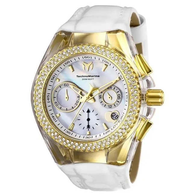 Technomarine TM-117046 40 mm Women Cruise Valentine Quartz White Dial Watch - Multicolor, Dial: White, Band: White