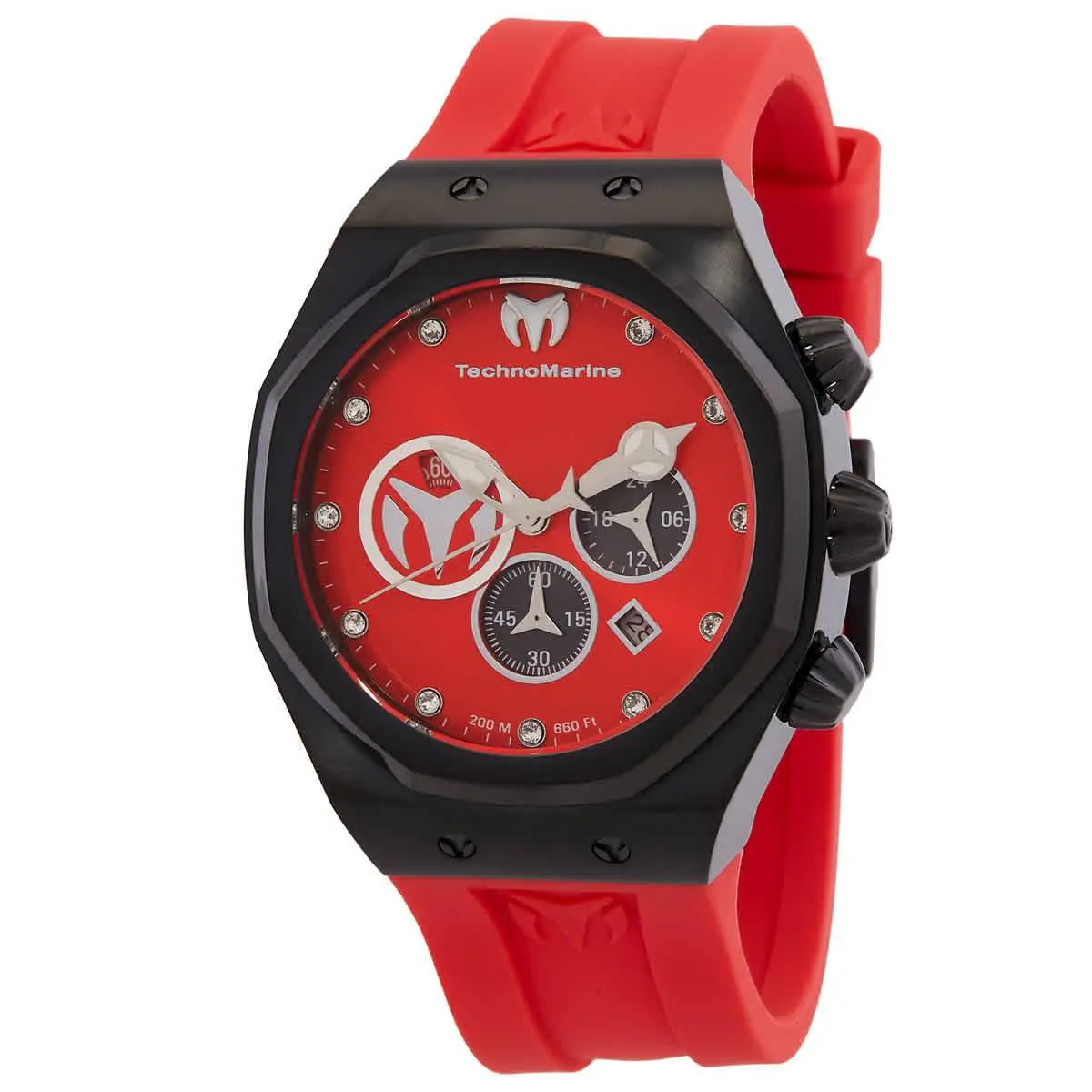 Technomarine Reef Sun Chronograph Quartz Red Dial Men`s Watch TM-523003 - Dial: Red, Band: Red, Bezel: Black