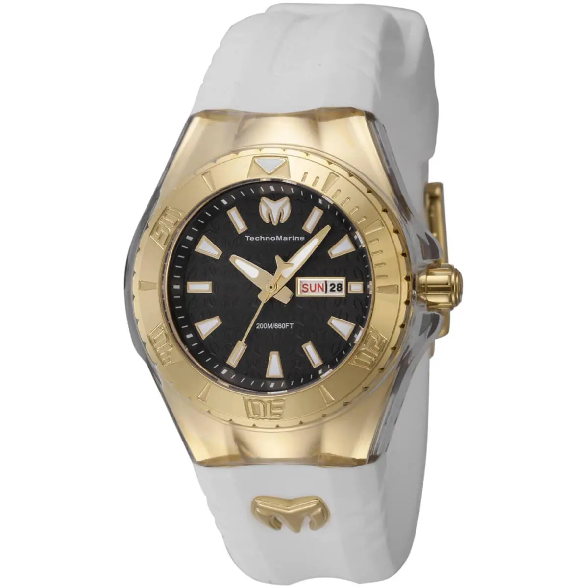 Technomarine Women`s Watch Cruise Monogram Black Dial White Strap TM-122022 by TechnoMarine