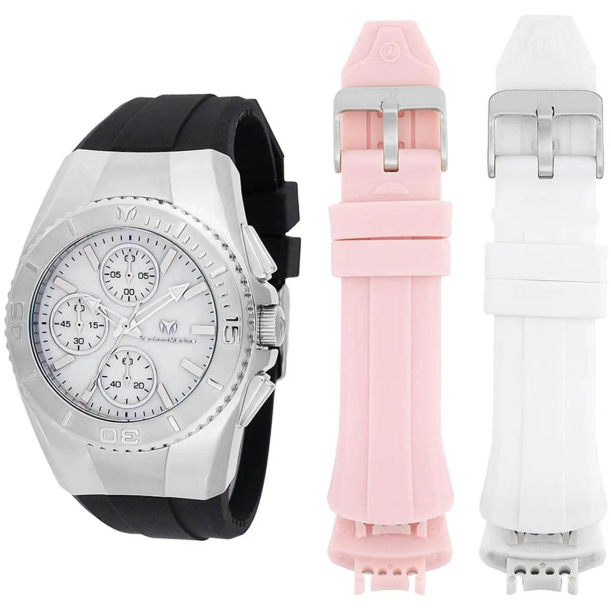 Technomarine Women`s Watch Cruise White Dial Silicone Strap TM-124032 - Dial: White, Mother of pearl, Band: Black