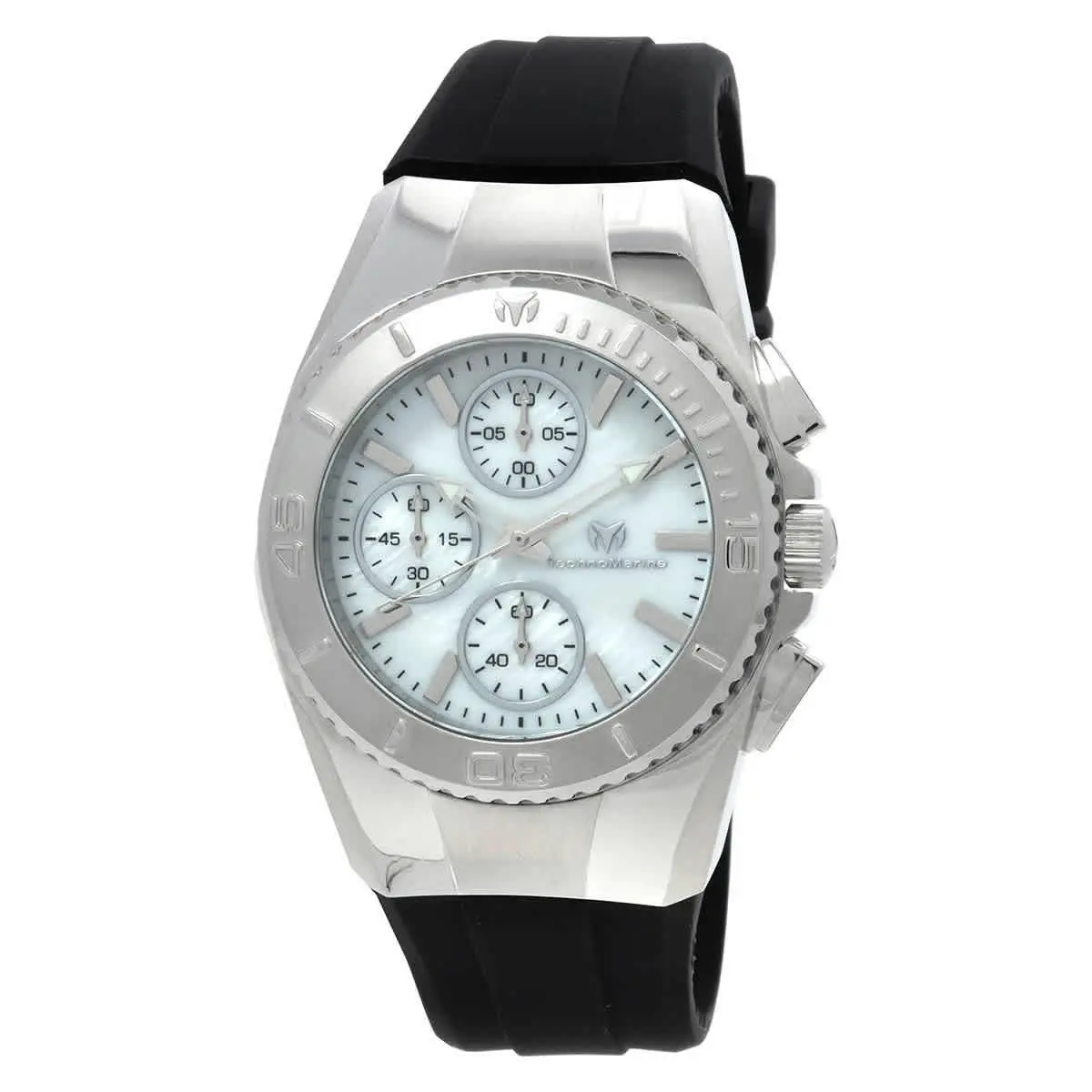 Technomarine Cruise Chronograph Quartz White Dial Unisex Watch TM-124032 - Dial: White, Band: Black, White, Pink, Bezel: Silver-tone