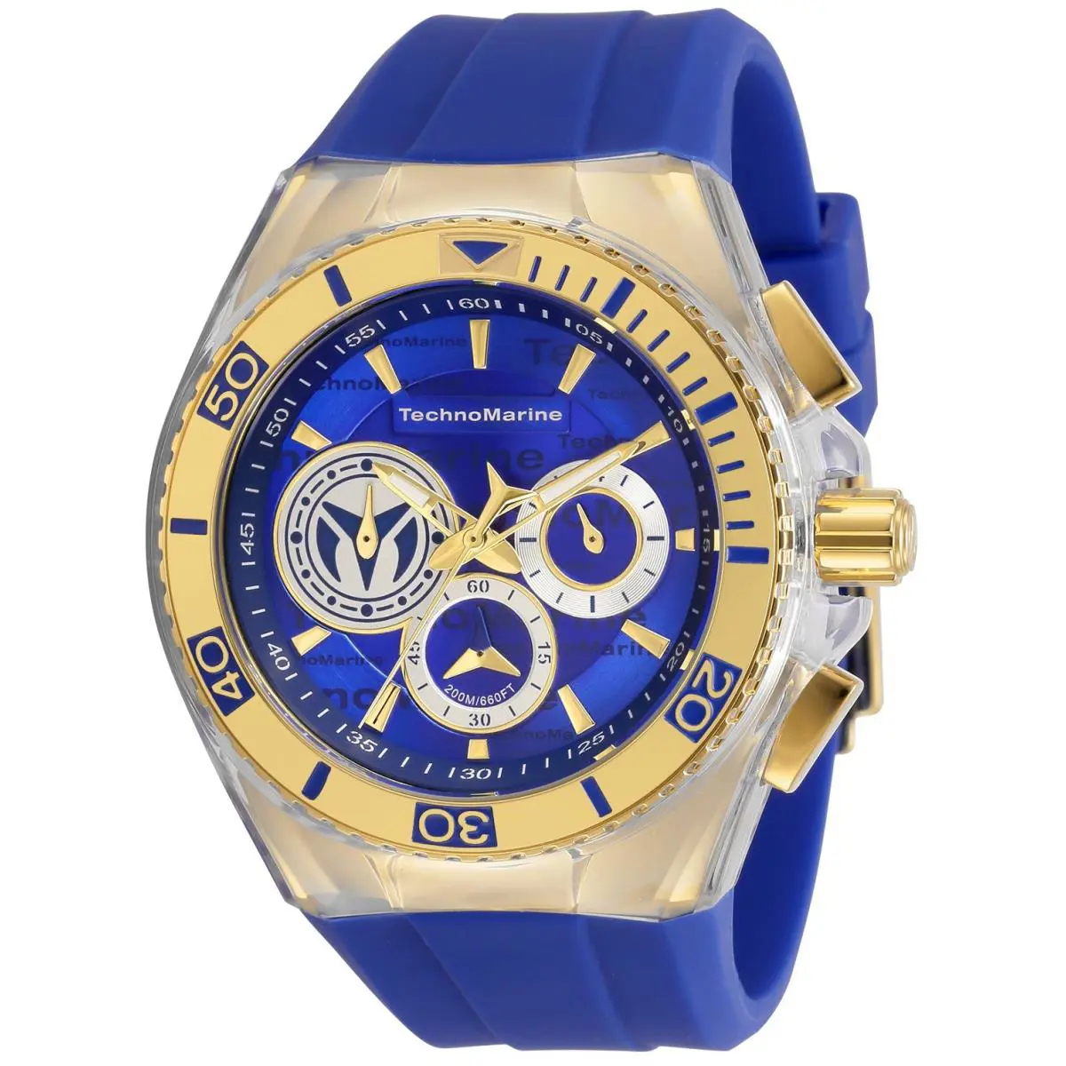 Technomarine Men`s TM-118125 Cruise California Gold 46mm Watch Blue Dial Strap