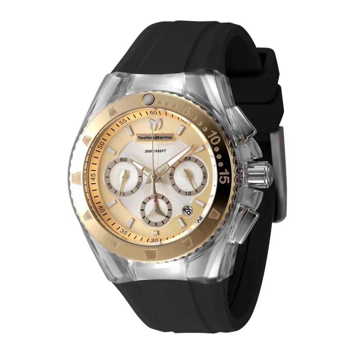 Technomarine TM-116002 Quartz Watch White Dial Silicon 40mm Women - Dial: Gold, Band: White, Blue, Black, Green