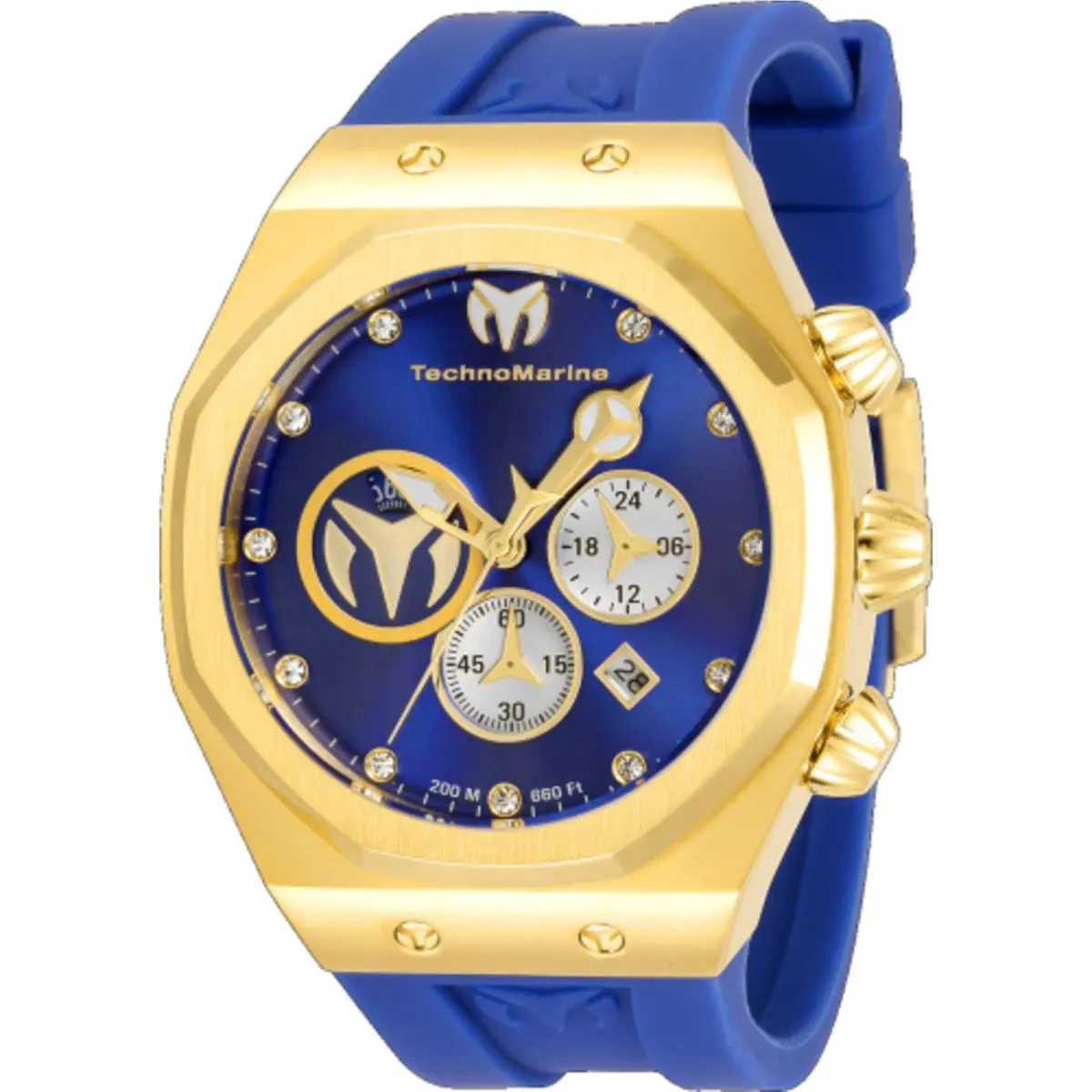 Technomarine Men`s Watch Reef Sun Quartz Chrono Blue Silicone Strap TM-520003 by TechnoMarine