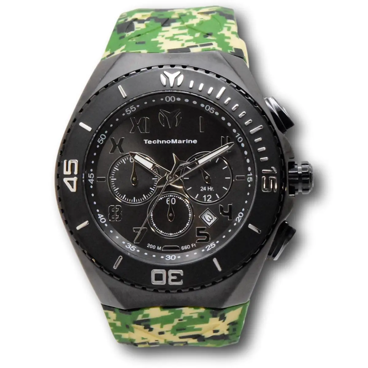Technomarine Ocean Manta Mens 48mm Light Green Camo Strap Chrono Watch TM-221044 by TechnoMarine