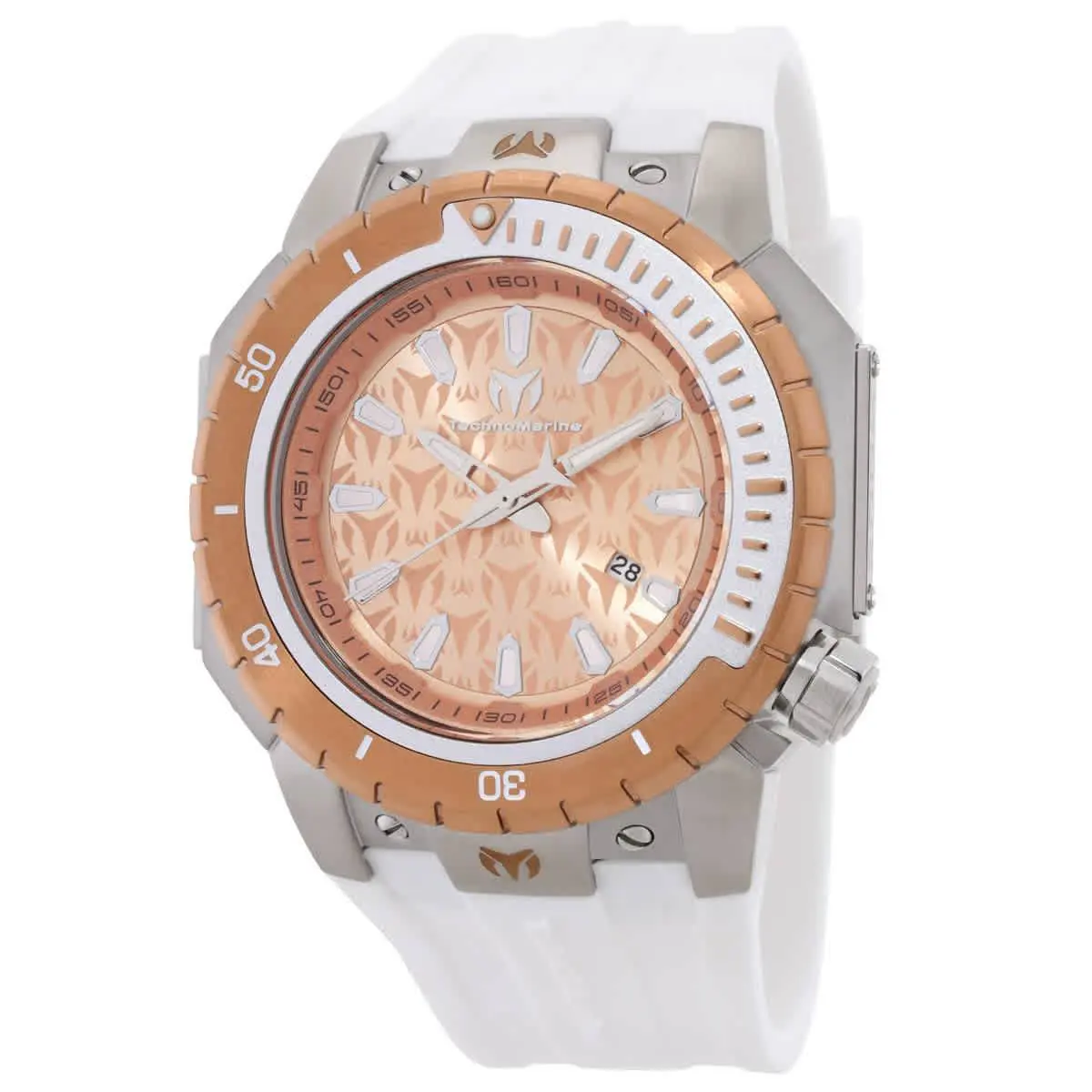 Technomarine Manta Sea Quartz Rose Gold Dial Men`s Watch TM-224005 - Dial: Rose Gold-tone, Band: White