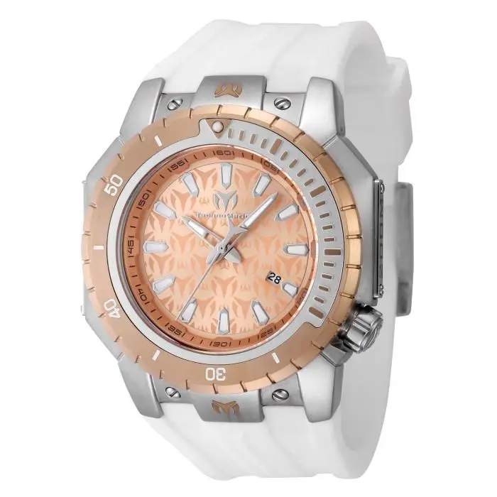 Technomarine Men`s Manta Sea 49mm Quartz TM-224005 - Dial: Orange, Band: White, Dial Family: Orange