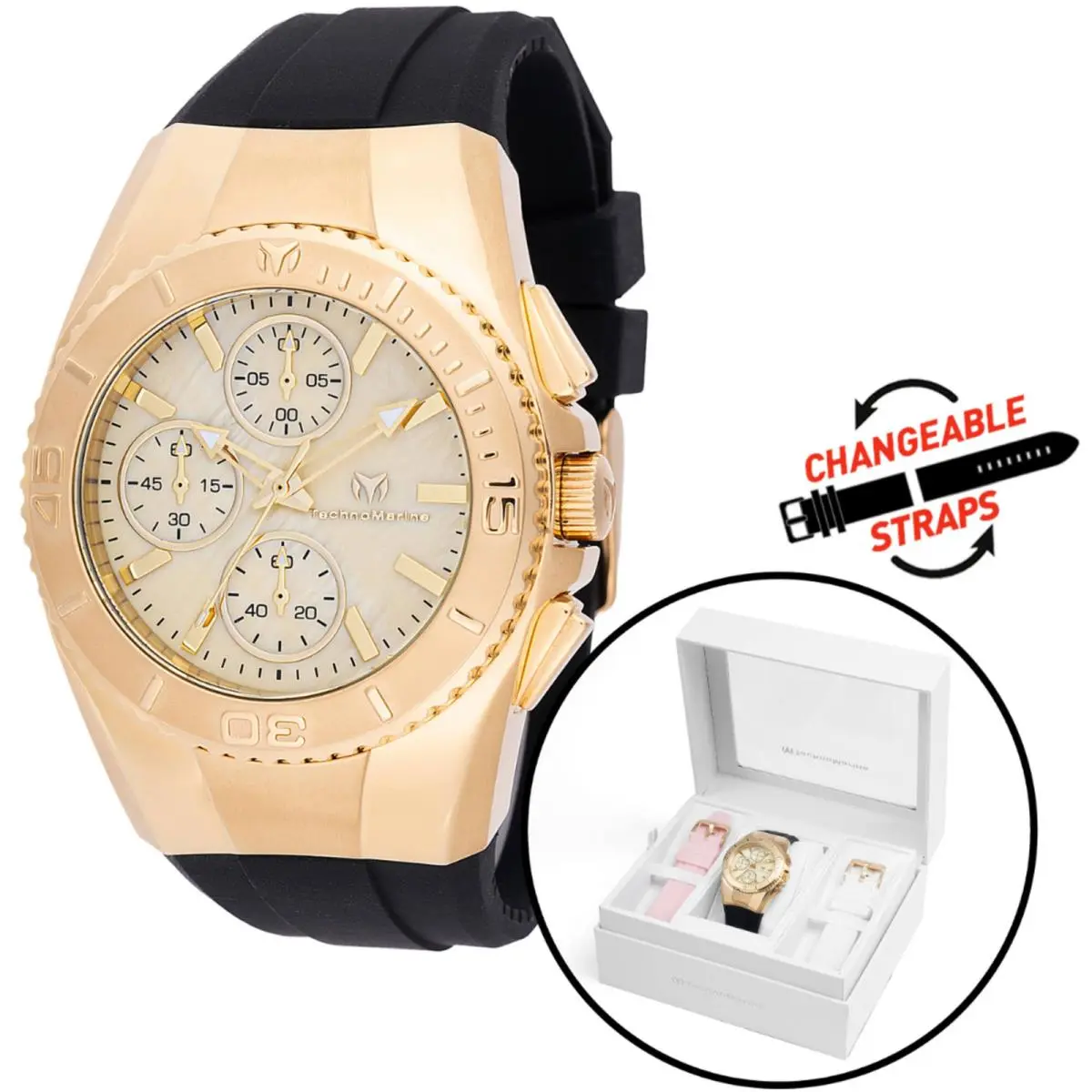 Technomarine Women`s Watch Cruise Quartz Gold Tone Dial Strap TM-124035 by TechnoMarine