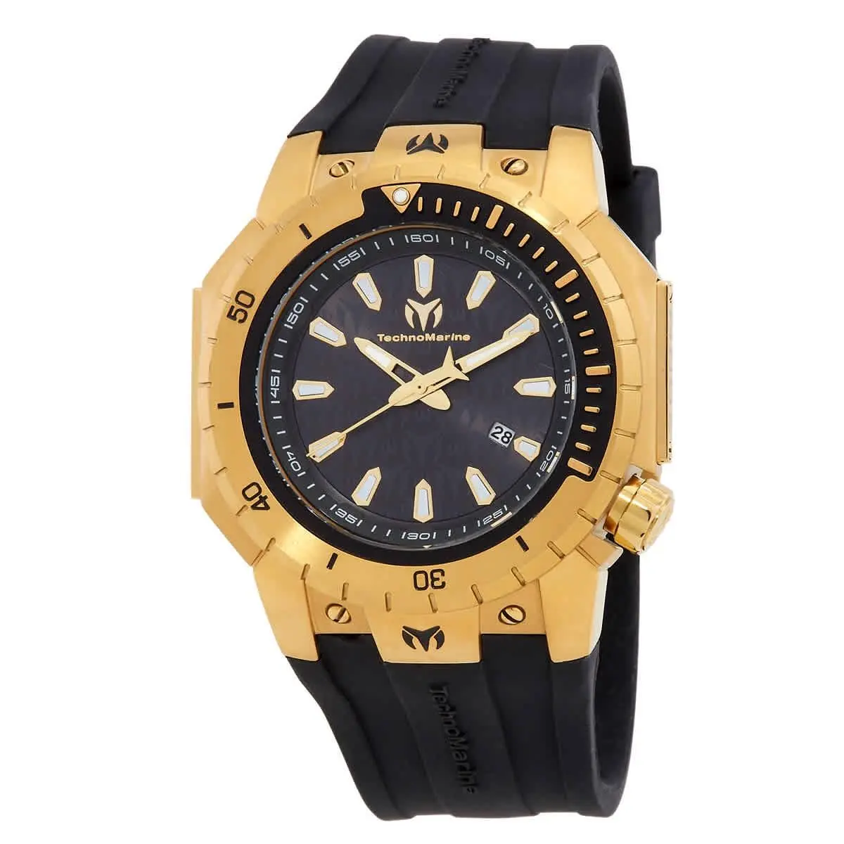 Technomarine Manta Sea Quartz Black Dial Men`s Watch TM-224011 - Dial: Black, Band: Black, Bezel: Gold-tone