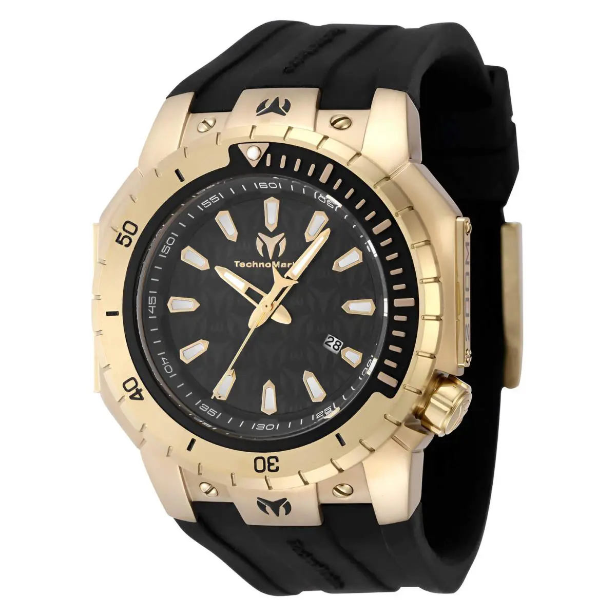 Technomarine Men`s Watch Manta Sea Quartz Black Dial Yellow Gold Case TM-224011 by TechnoMarine