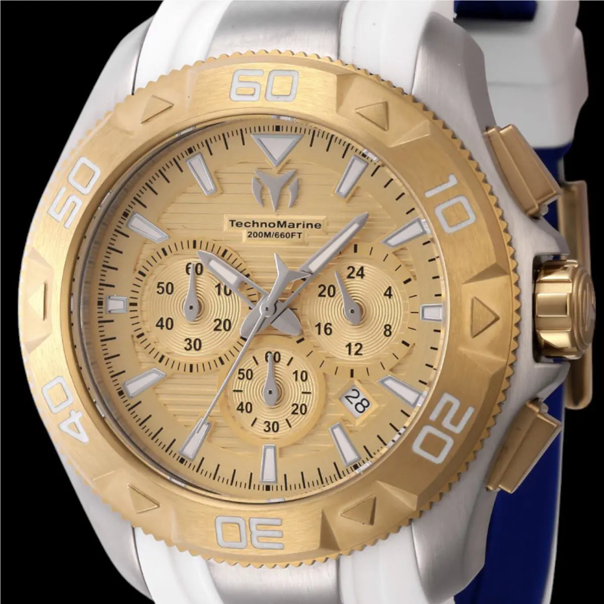 Technomarine UF6 Men`s Watch 48MM Case Chronograph Gold/white Tone 200M WR