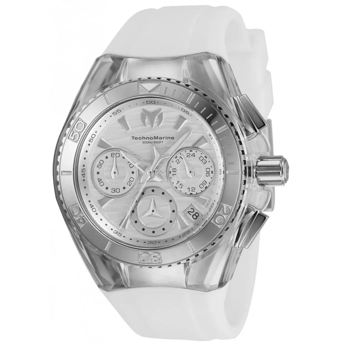 Technomarine TM-120033 Quartz Watch Silver Dial Leather 40.57mm Lady - Dial: Silver, Band: Blue