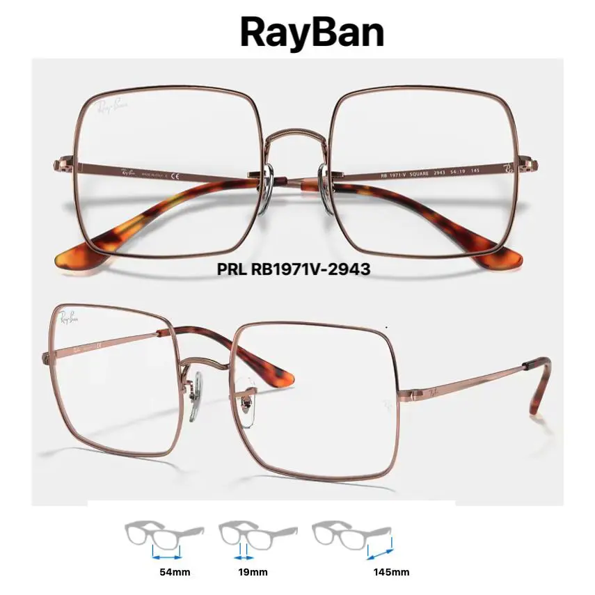 Ray-ban RB 1971-V Square Optics Eyeglass Frames Multiple Colors RX 1971-V RB1971V-2943(Copper) by Ray-Ban
