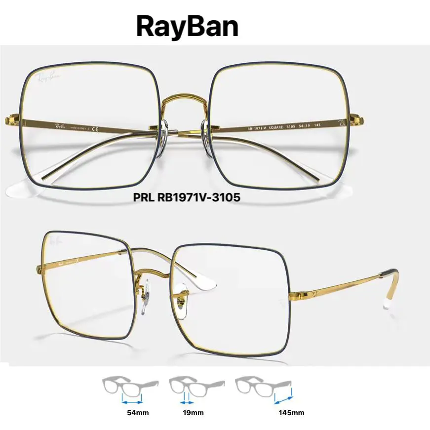 Ray-ban RB 1971-V Square Optics Eyeglass Frames Multiple Colors RX 1971-V RB1971V-3105(Blue/Gold) by Ray-Ban