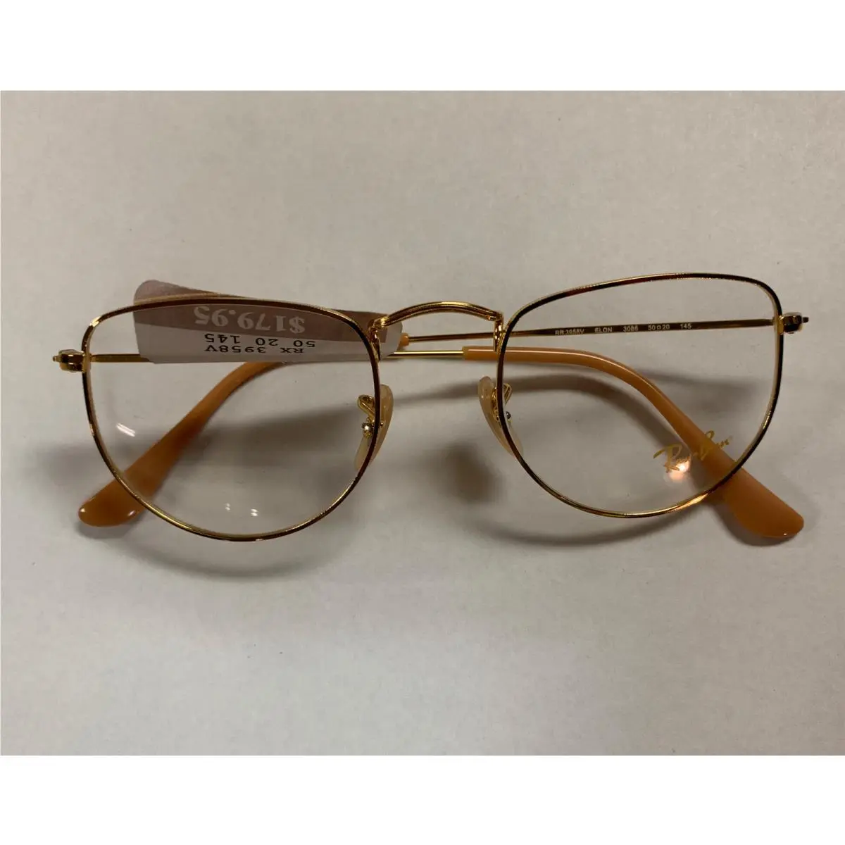 Ray-ban RB3958V Elon 3086 50-20 145 Gold Frame Demo Lens Eyeglass +
