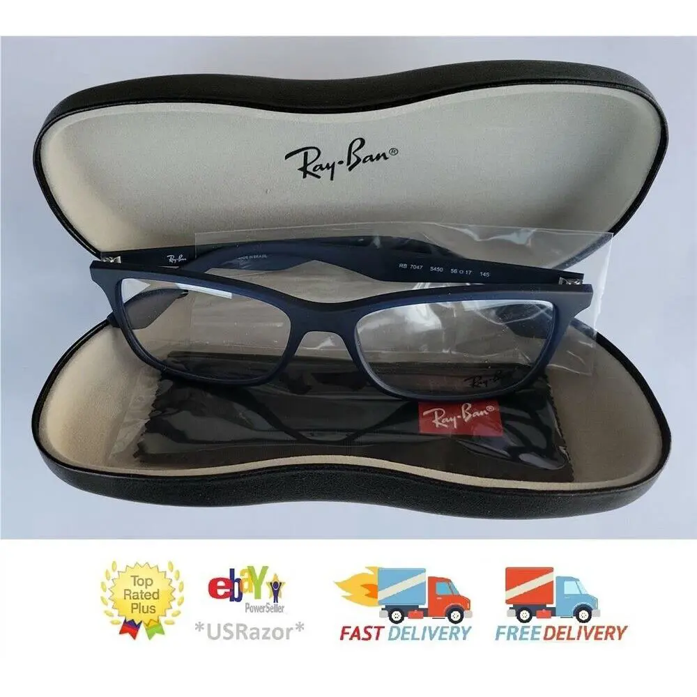 Ray-ban Eyeglasses Frame Matte Transparent Blue 0RX7047 Brazil Case Rayban 7998