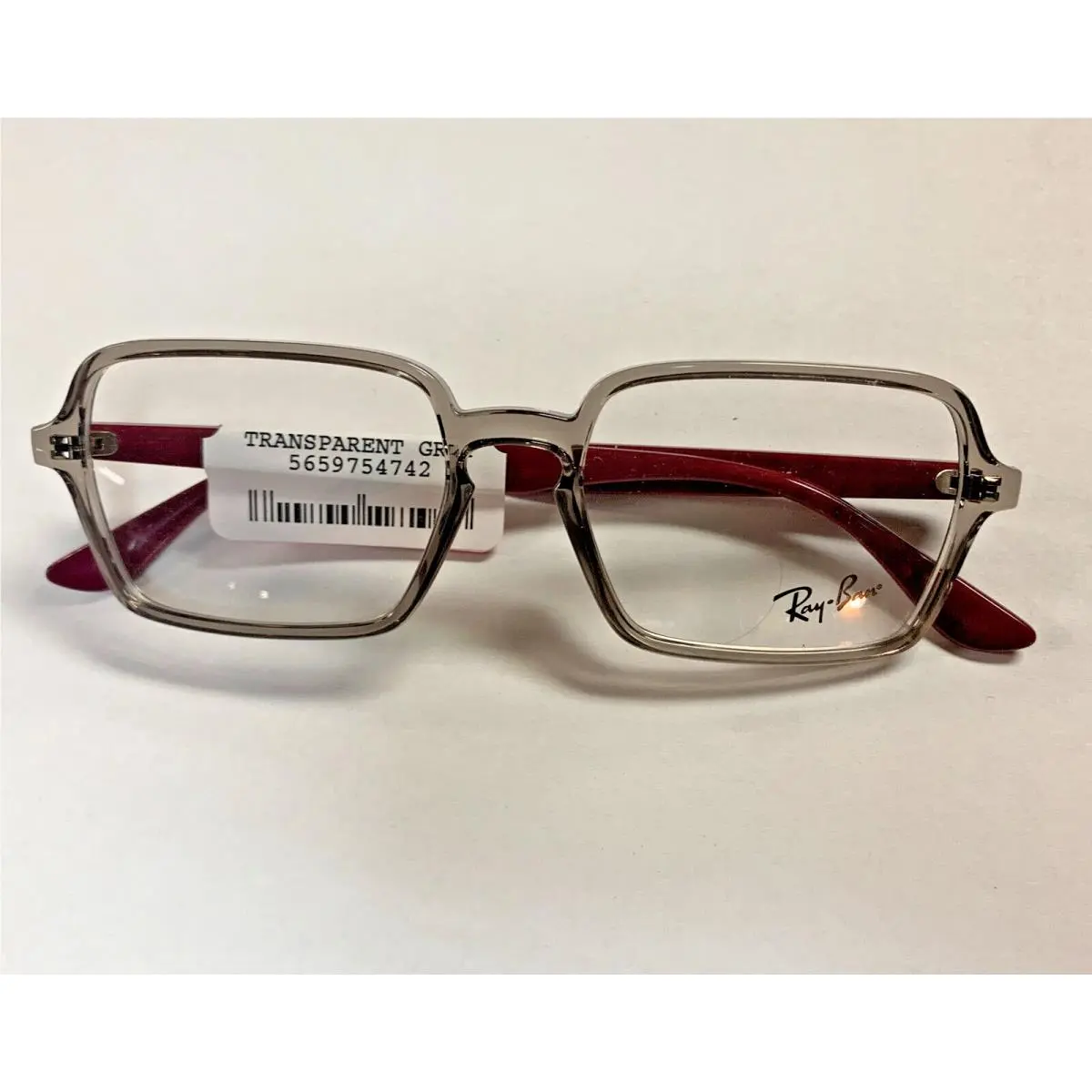 Ray Ban RB7198-8083 Transparent Gray/maroon Eyeglasses 53-17-145