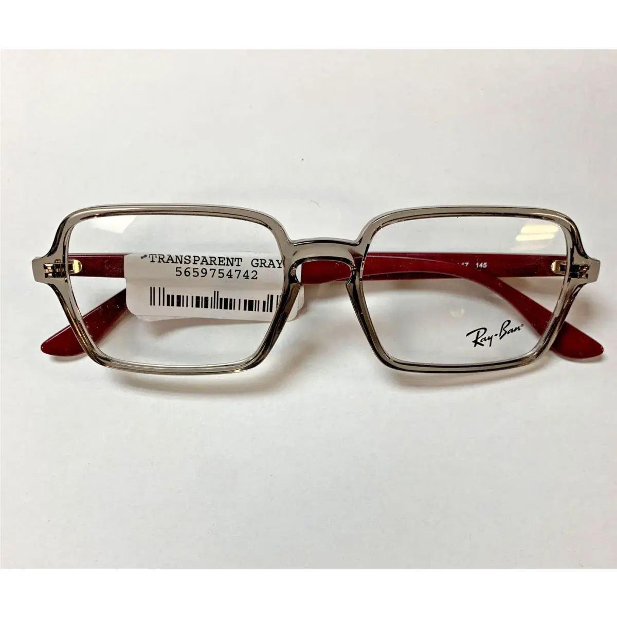 Ray Ban RB7198-8083 Transparent Gray/maroon Eyeglasses 53-17-145