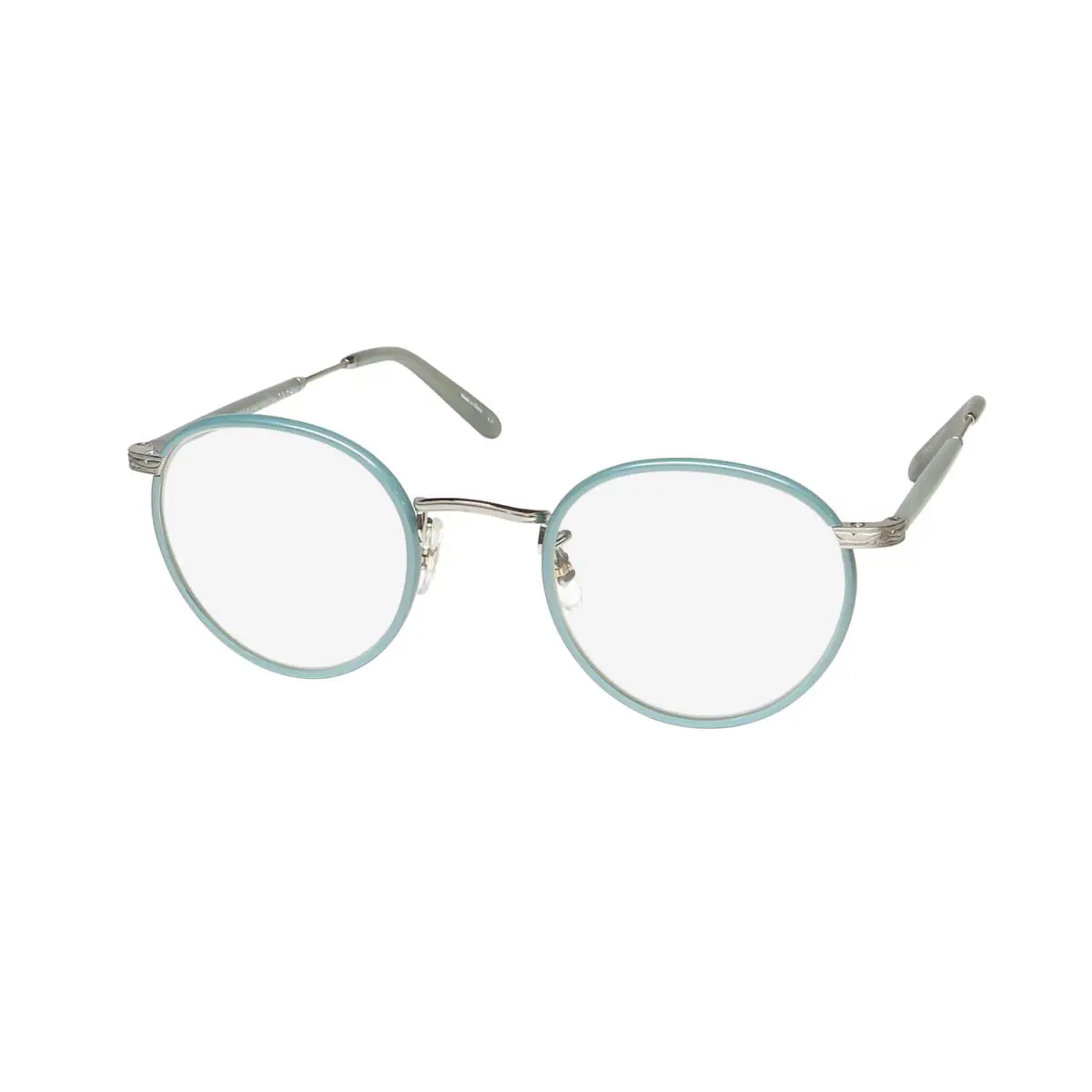 Wilson Blue Light Technology Eyeglass Frame/eyewear Round Shape Sage Pearl / Brushed Silver / Seafoam by Garrett Leight