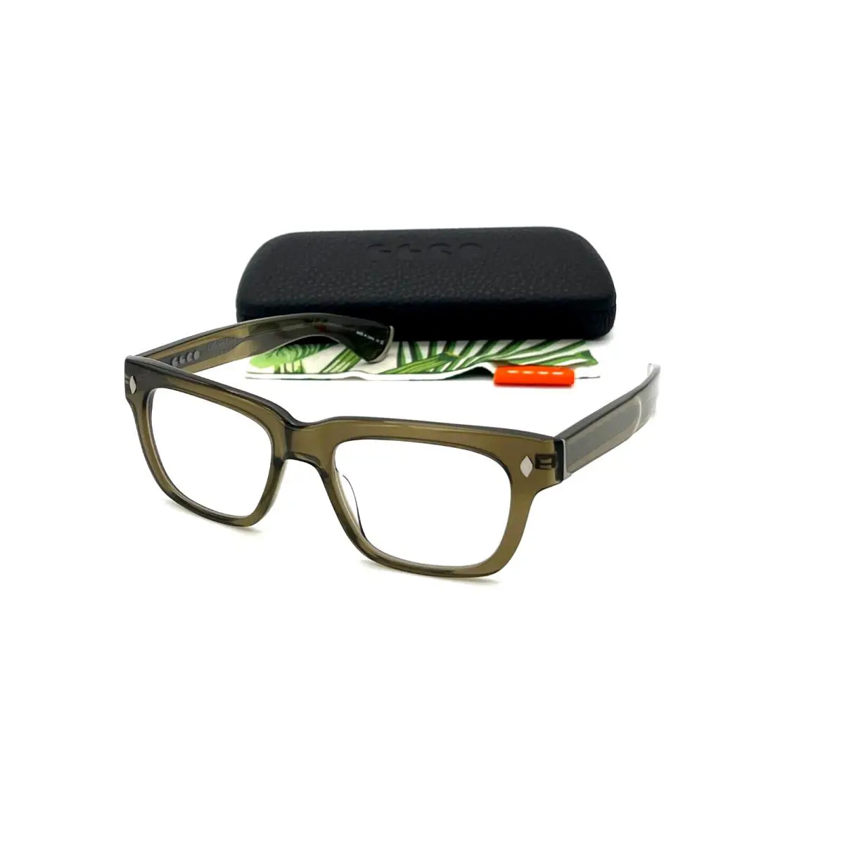 Garrett Leight Officine Olio Brown Crystal /clear Lens 50mm Eyeglasses
