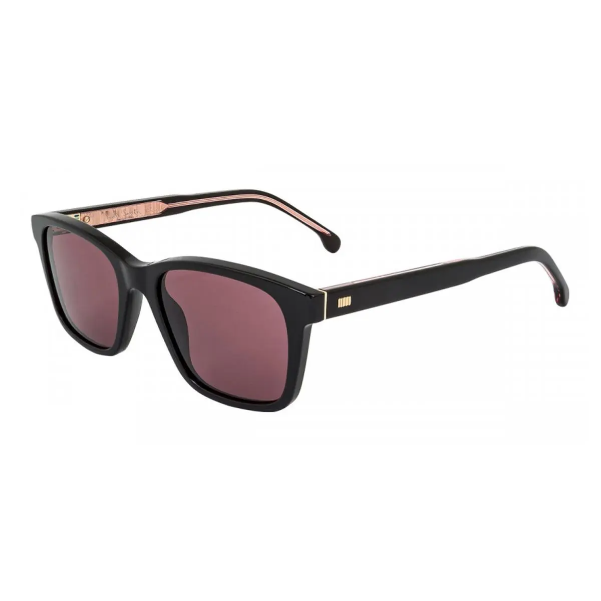 Ellis Unisex Square Sunglasses - PSSN06352 - Handmade In Italy Black/Burgundy (001) by Paul Smith