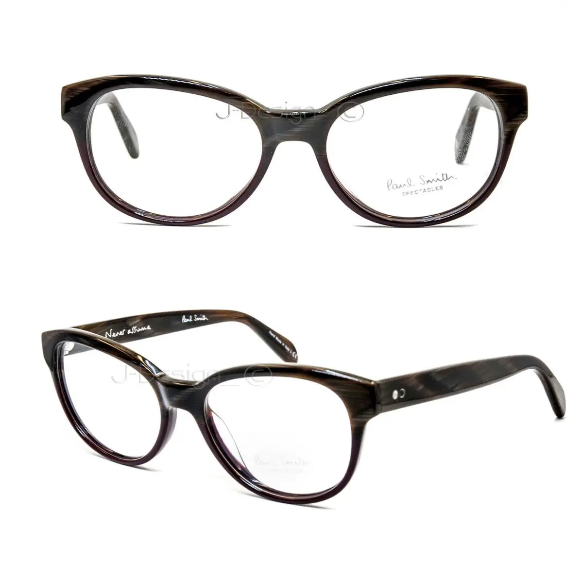 Tovey PM8165 1226 Brown Horn Burgundy 51/17/145 Eyeglasses - Italy by Paul Smith