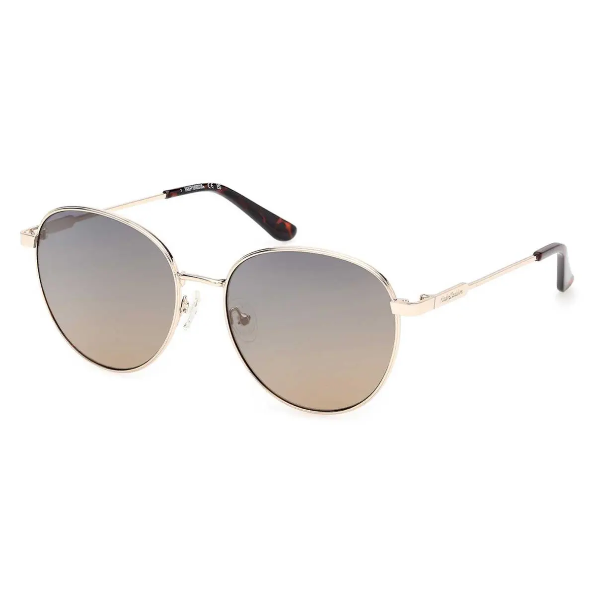 Harley-davidson Women`s Round Metal Sunglasses Gold Frames Gold Mirror Lenses by Harley Davidson