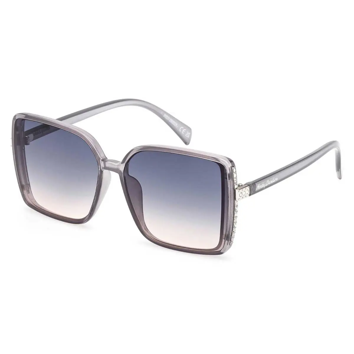 Harley-davidson Women`s Rhinestone Glam Oversized Sunglasses Blue Frames