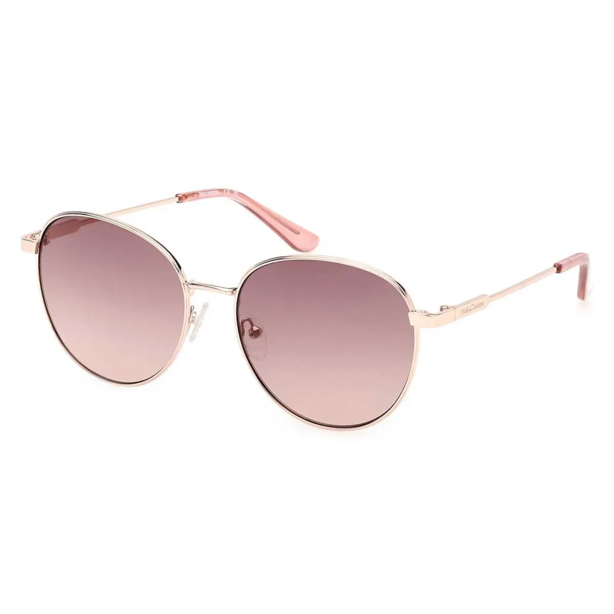 Harley-davidson Women`s Round Metal Sunglasses Rose Gold/burgundy Gradient Lens