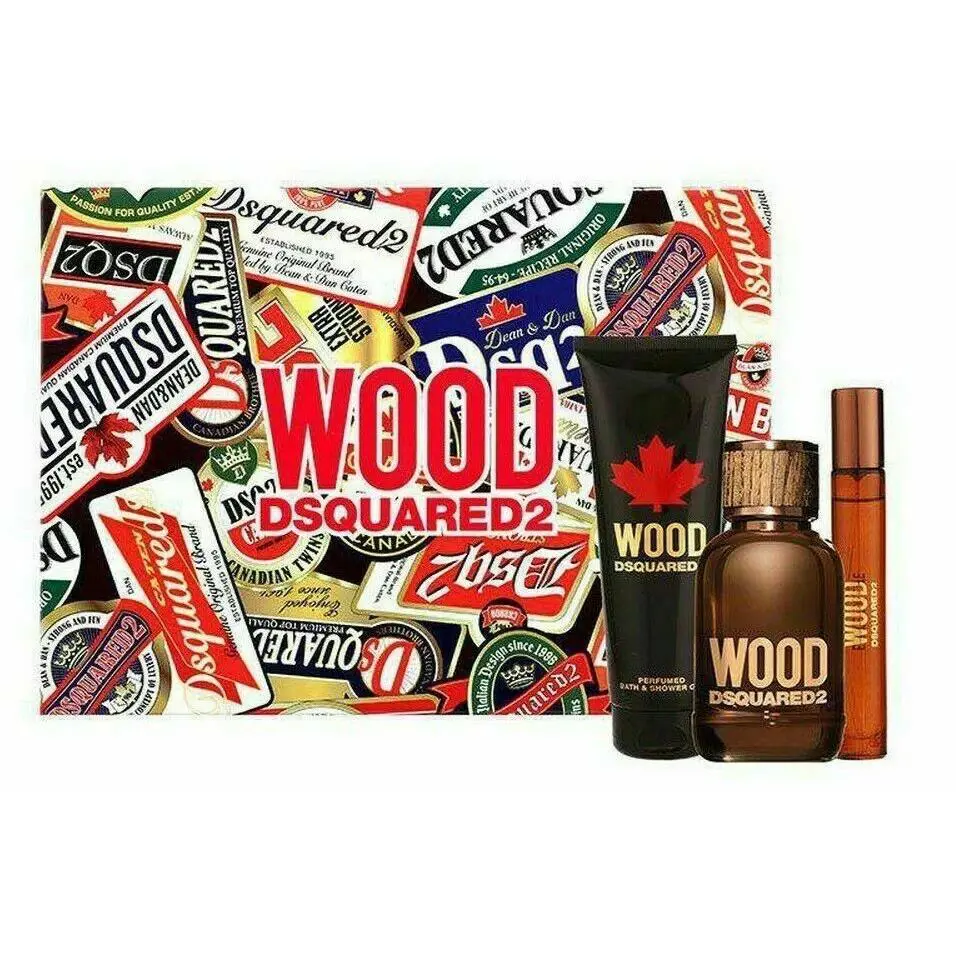 Dsquared2 Wood Pour Homme 3 Pieces Gift Set Edt 3.4 oz SG 3.4 oz Mini by DSquared2