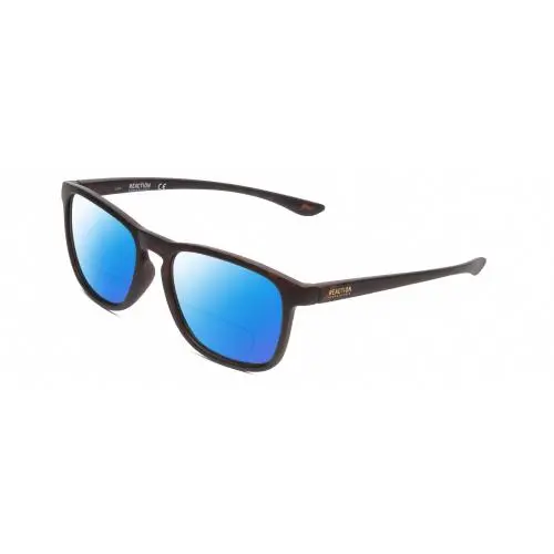 Reaction KC2834 Polarized Bifocal Sunglasses in Black Tortoise 56mm Blue Mirror by Kenneth Cole