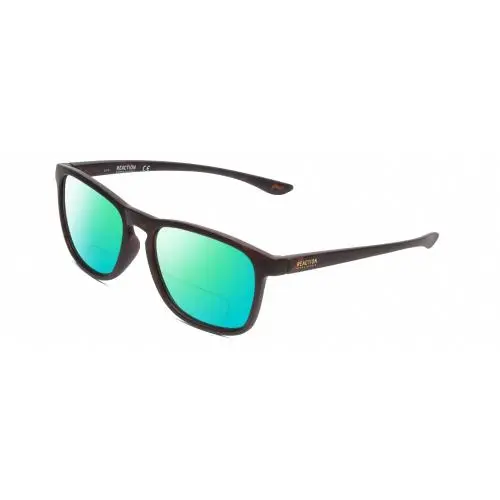 Reaction KC2834 Polarized Bifocal Sunglasses in Black Tortoise 56mm Green Mirror by Kenneth Cole