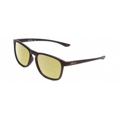 Reaction KC2834 Polarized Bifocal Sunglasses in Black Tortoise 56mm Yellow by Kenneth Cole