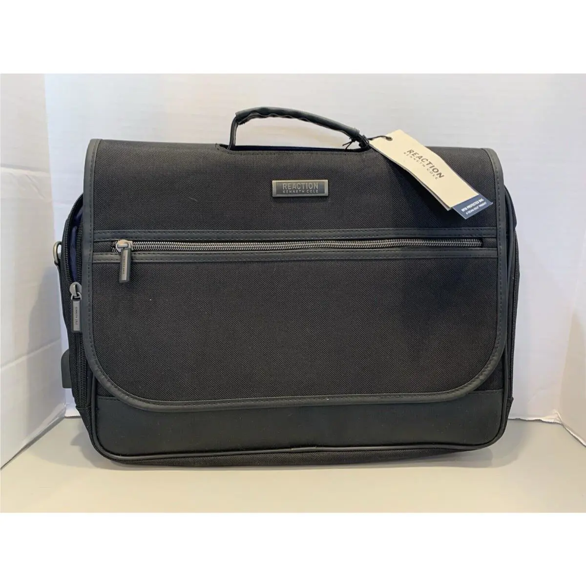 Kenneth Cole Reaction Laptop Bag Rfid Protected Black Multi Pockets W Shoulder S