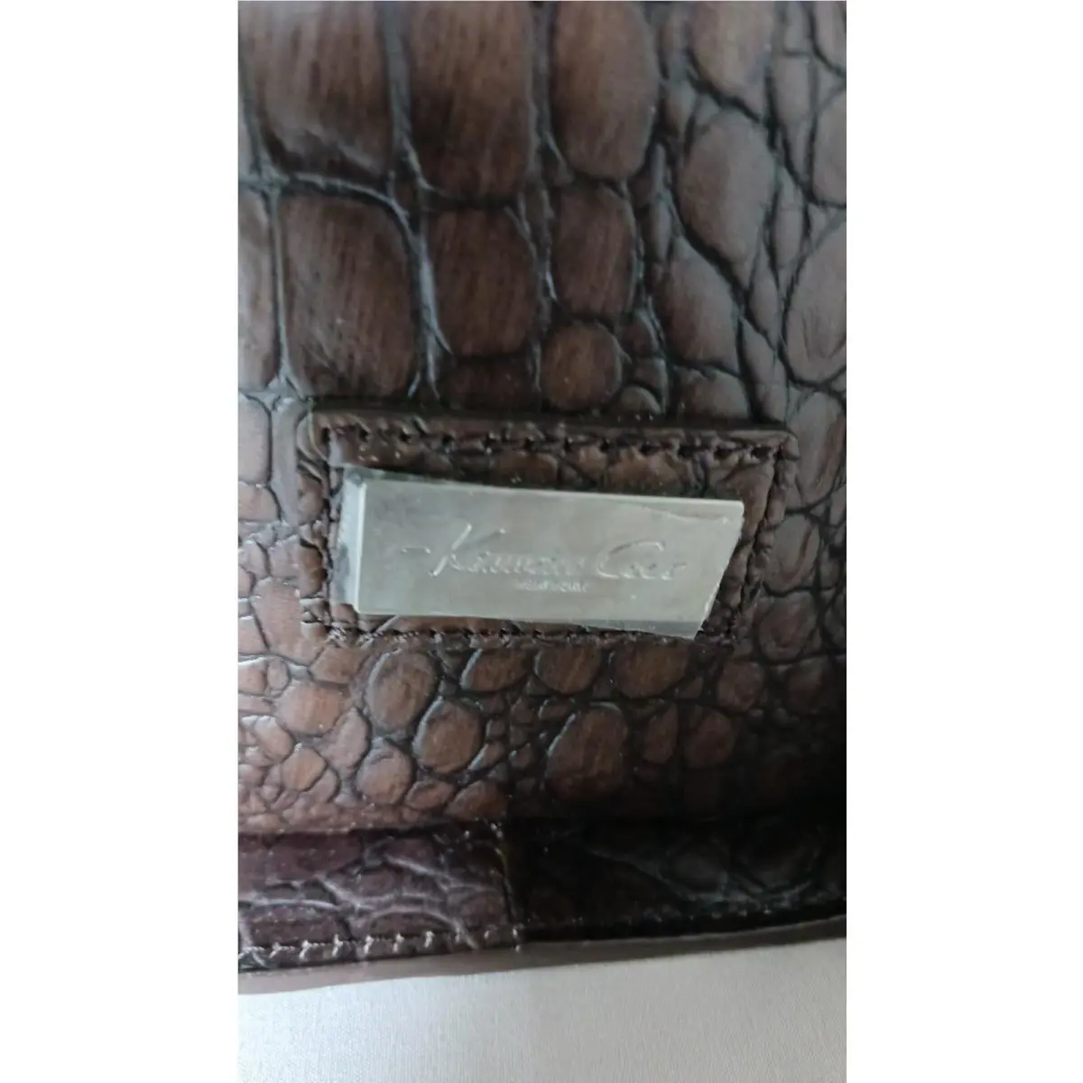 Kenneth Cole York Large Black Leather Shoulder Tote Handbag