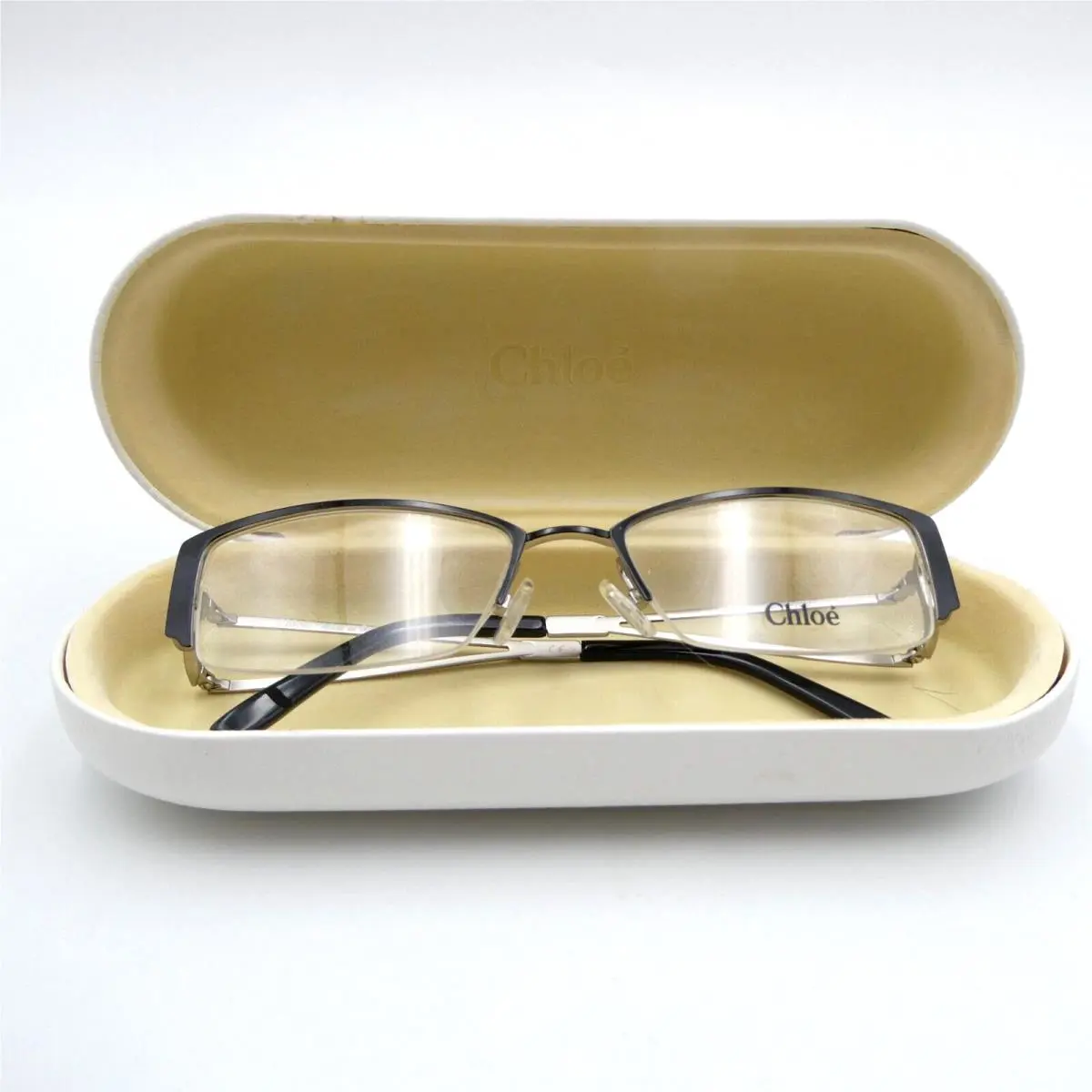 Chloe CL1209 Half Rim Eyeglasses Frame Black Silver 51-18-130 with Case