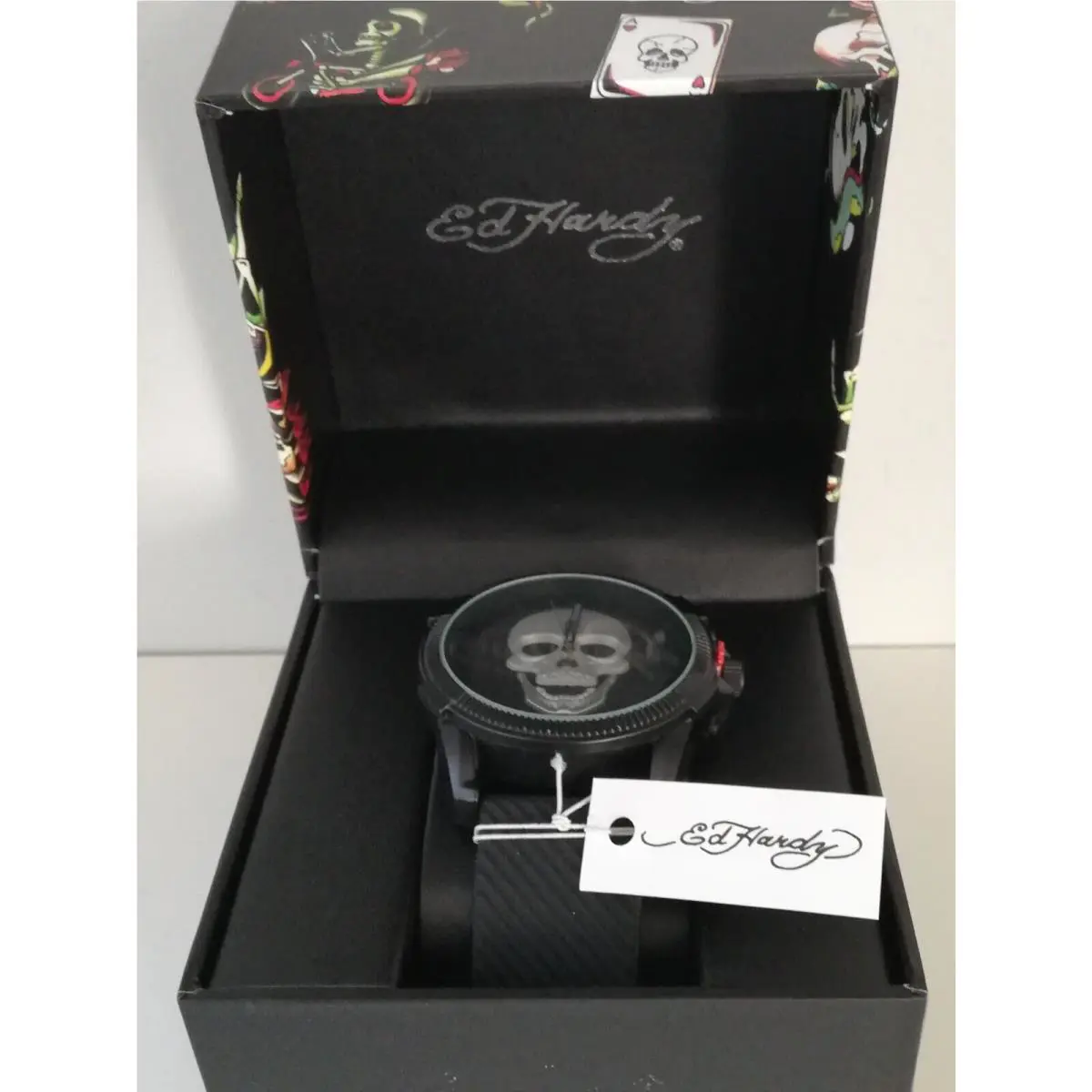 Ed Hardy Men’s Silver Skullface Watch