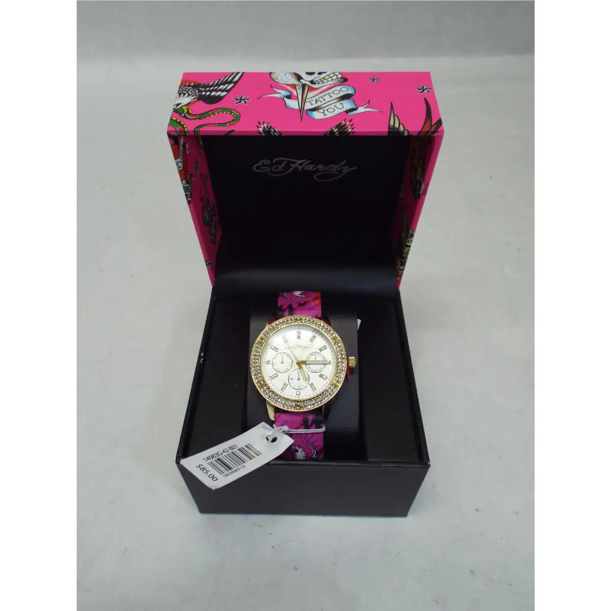 Womens  Eagle Pink Silicone Strap Watch 38mm Boat Dive by Ed Hardy