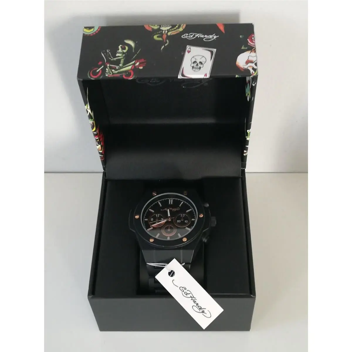 Men s Classic Watch Black Aluminum Strap by Ed Hardy