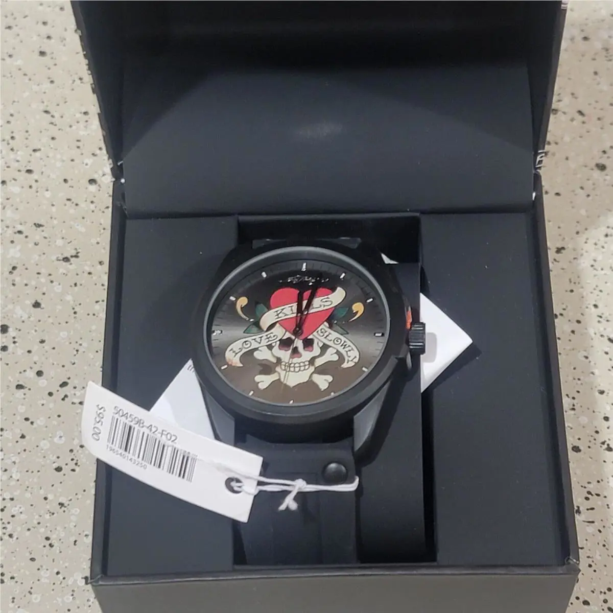 Men`s Matte Black Silicone Strap Watch 46mm by Ed Hardy