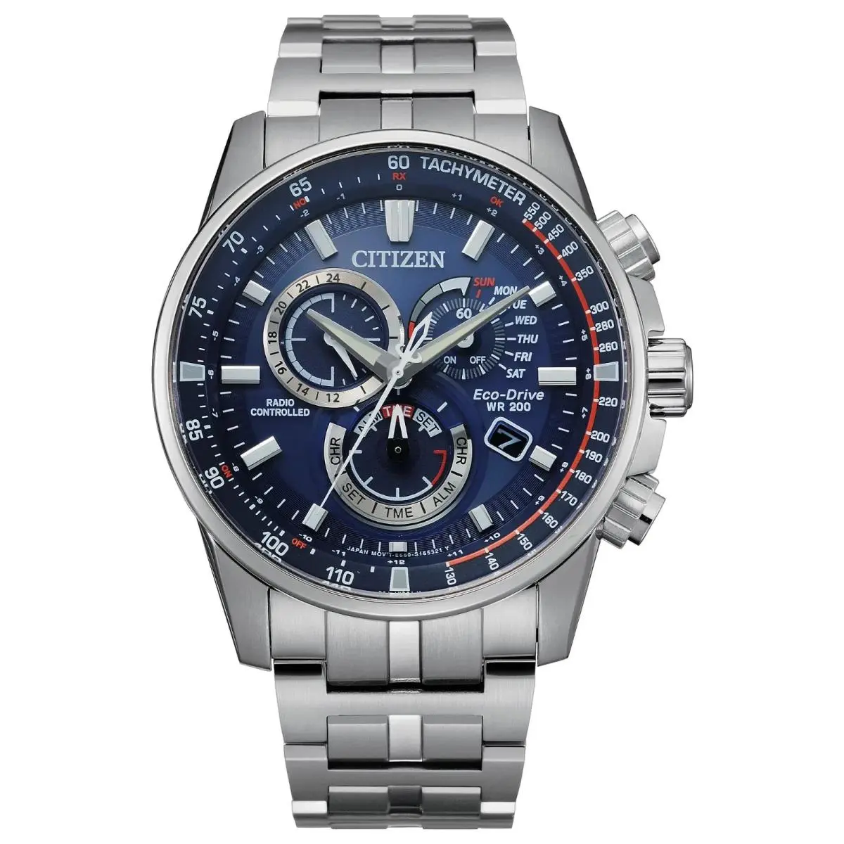 Citizen Pcat World Time Radio Controlled Chronograph Men`s Watch CB5880-54L