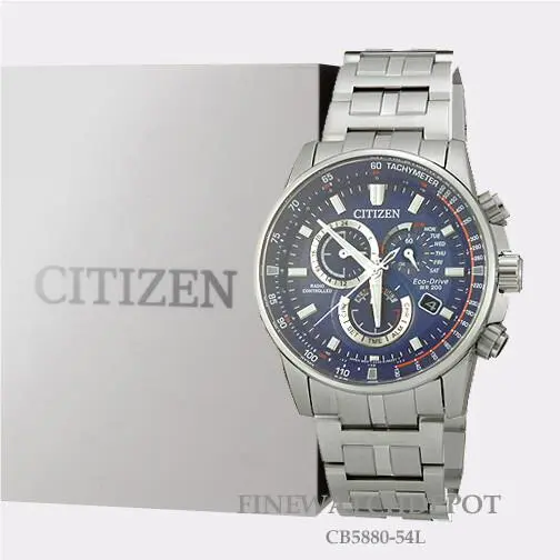 Citizen Men`s Pcat Eco-drive Bluedial Stainless Steel Watch CB5880-54L - Dial: Blue, Band: Gray