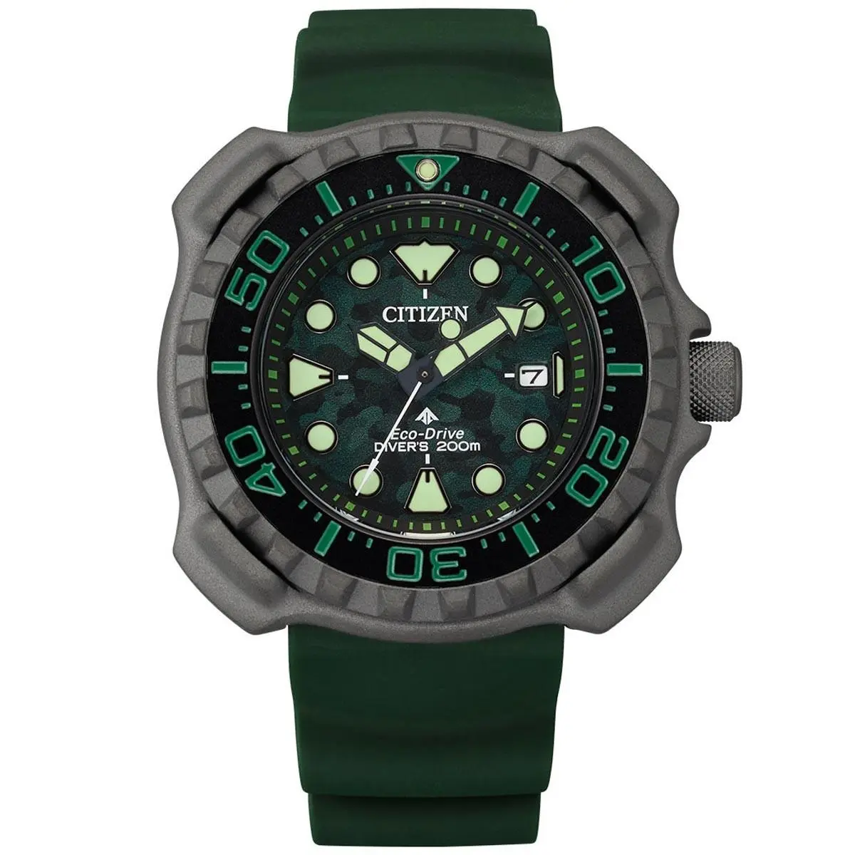 Citizen Men`s Watch Promaster Eco-drive Green Polyurethane Strap BN0228-06W - Dial: Green, Black, Band: Green