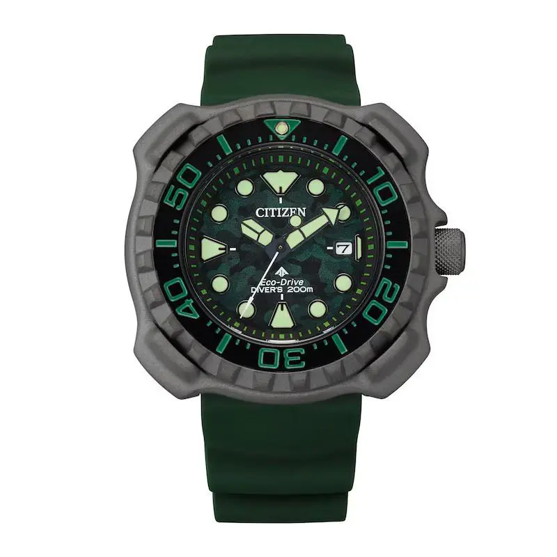 Citizen Men`s Classic 47mm Eco-drive Solar Quartz Watch BN0228-06W - Dial: Green, Band: Green, Other Dial: Green