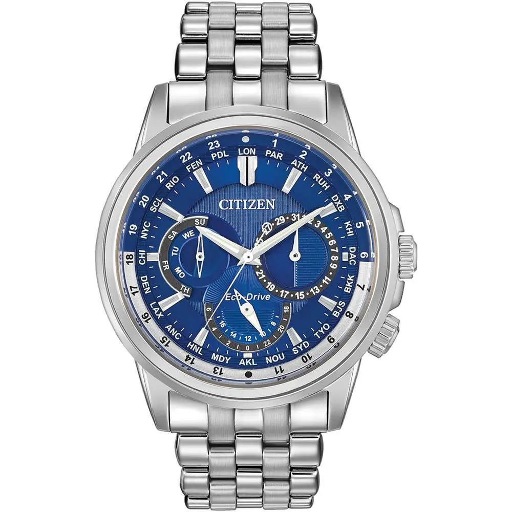 Citizen Eco Drive Man`s Calendrier World Time Day Date Watch BU2021-51L