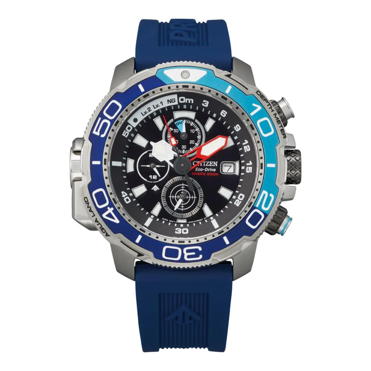 Citizen Eco Drive Chronograph Promaster Aqualand Blue Dive Watch BJ2169-08E