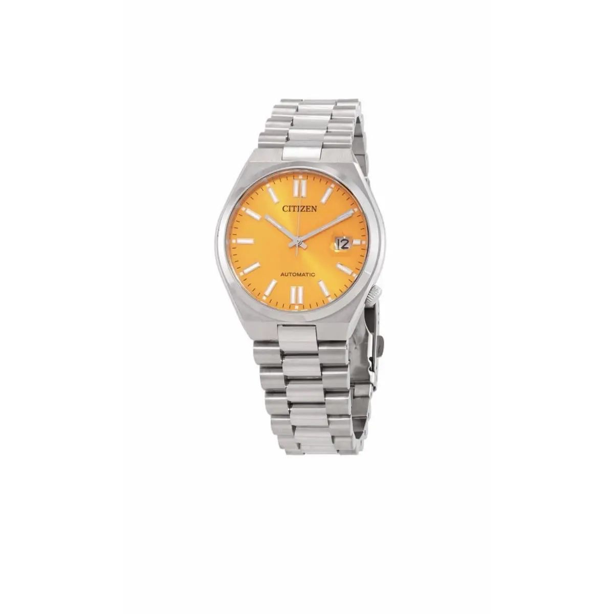 Citizen Tsuyosa Automatic Yellow Dial Men`s Watch NJ0150-81Z - Yellow, Dial: Orange, Yellow, Band: Silver