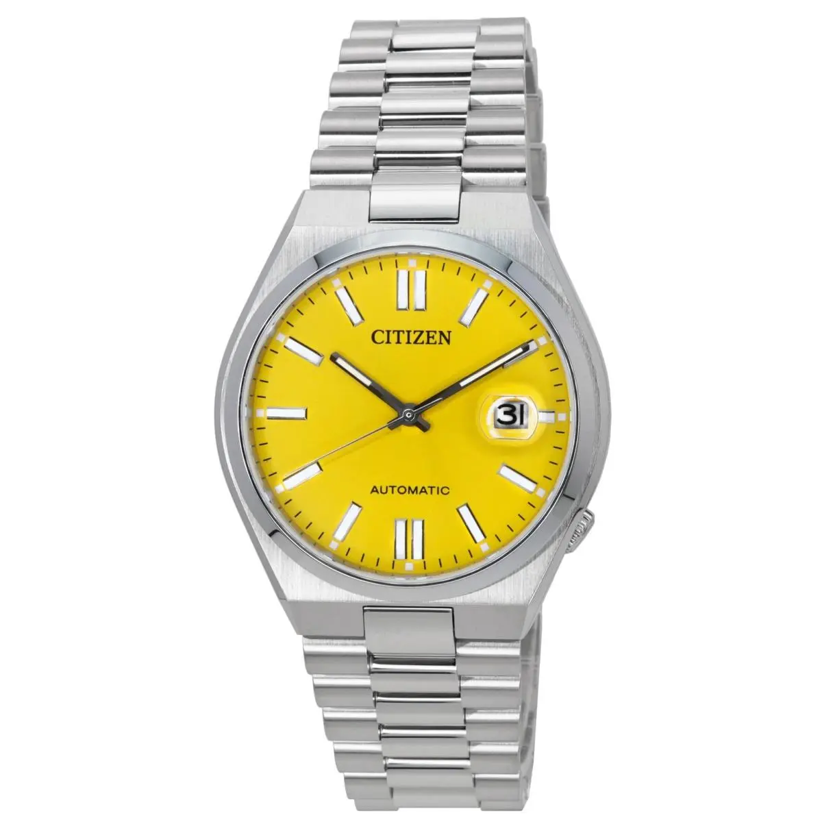 Citizen Tsuyosa Stainless Steel Yellow Dial Automatic NJ0150-81Z Men`s Watch - Dial: Orange, Yellow, Band: Silver, Bezel: No Bezel